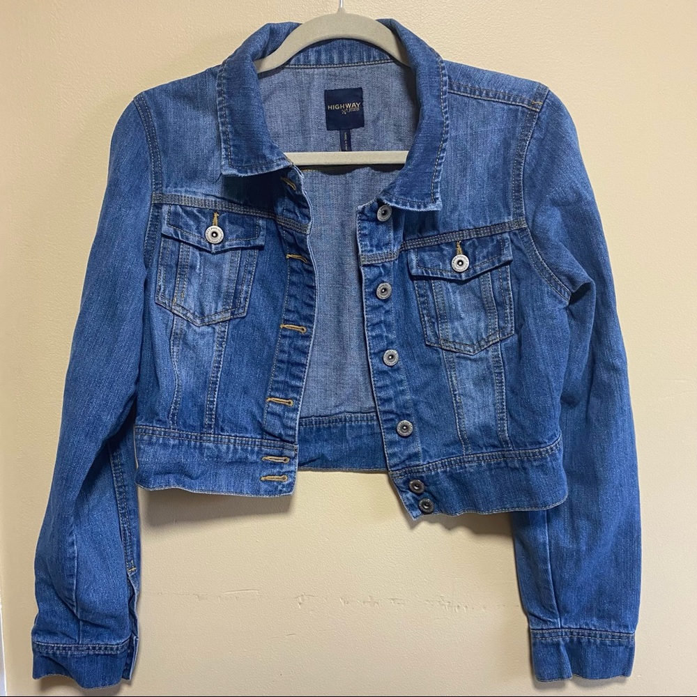 Hwy Jeans Cropped Denim Jacket Size Large